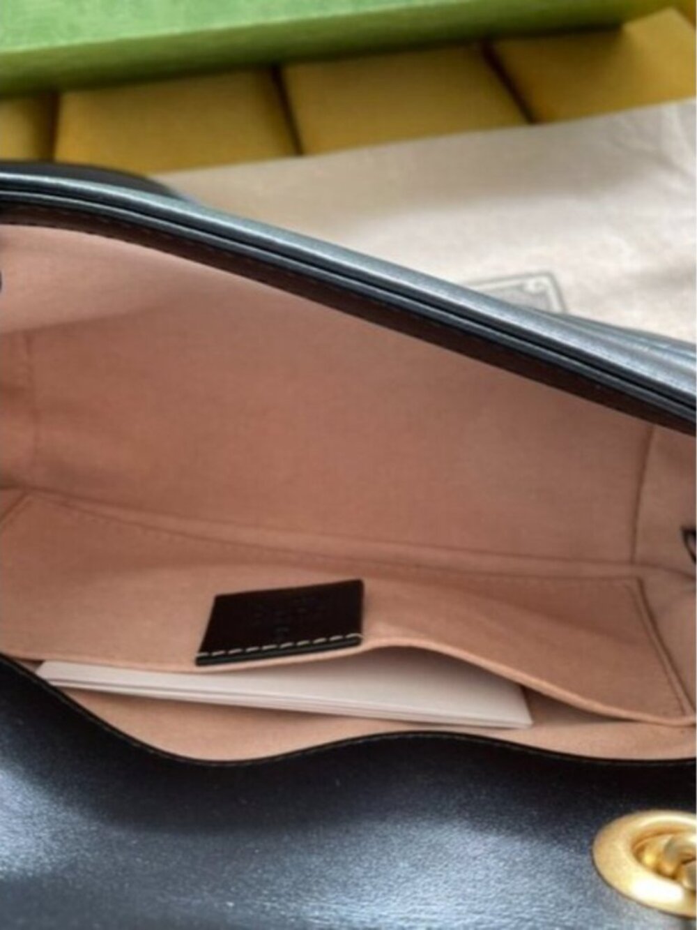 GUCCI Black Leather GG Marmont Shoulder Bag. - Picture 9 of 9